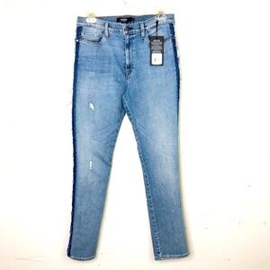 HUDSON high rise, Barbara blue stripe skinny jeans